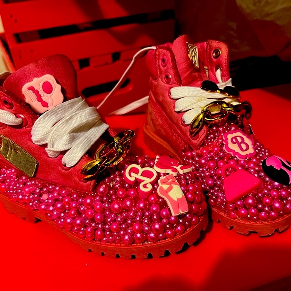Custom Pink Barbie Timberlands - Picture 4 of 4